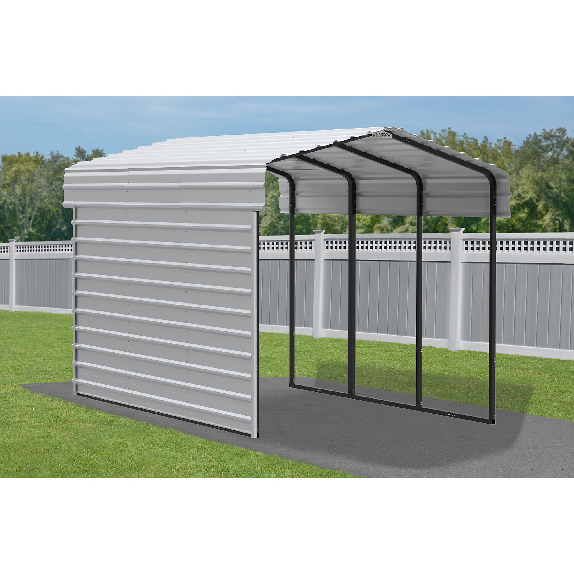 Arrow, 15X9 Single Wall Kit for Steel Carport 15ft. Long, Width 0.875 in, Height 96.75 in, Cover Material Other, Model# ECL1509EGX1